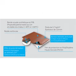 BMI Monier Solin Closoir Et Bande D'étancheité Auto-adhésif Wakaflex Abergement Toiture Cheminée Ardoise 28 Cmx5 M -Tuile sSoldes Magasin composition wakaflex perfor